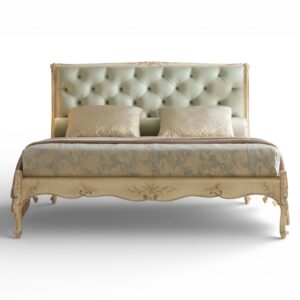 Maison Royale Bed with tall tufted upholstered headboard