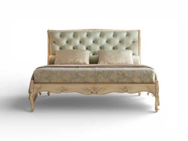 Maison Royale Bed with tall tufted upholstered headboard