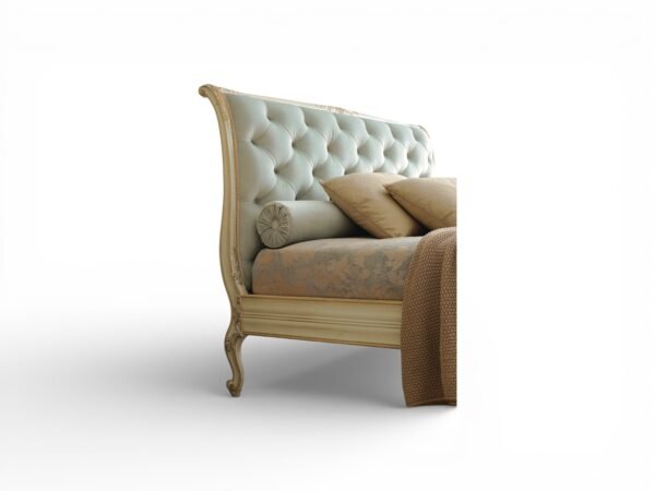 Luxury master bedroom bed with button tufting