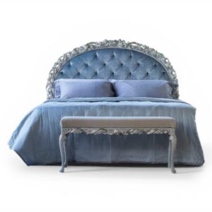 Liora Scroll Bed with carved headboard
