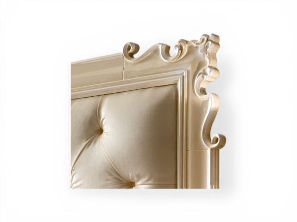 Premium tufted designer bed in pearl finish
