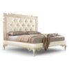 Luxury pearl upholstered bed with sculpted frame