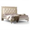 Luxury pearl upholstered bed with sculpted frame