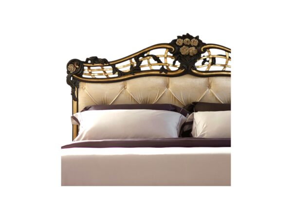 Luxury tufted bed with intricate gold detailing