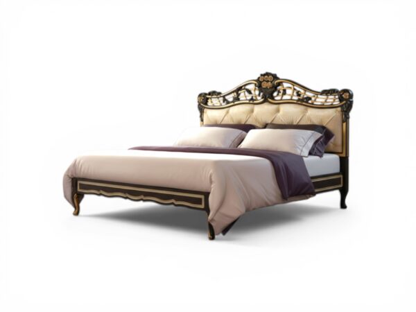 Premium gold leaf upholstered designer bed