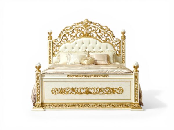 Grand Imperator Ornate Bed with gold carvings