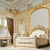 Ornate column post wooden bed