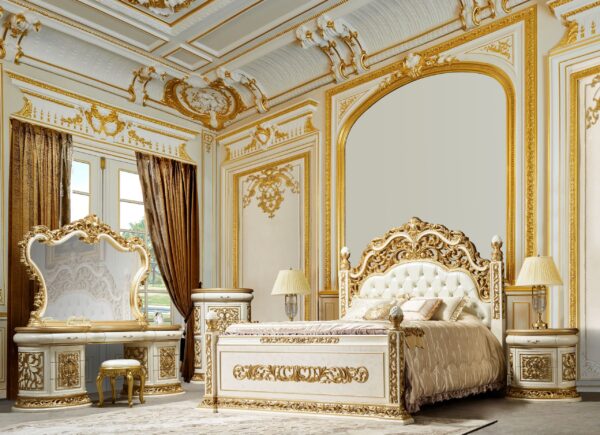 Ornate column post wooden bed