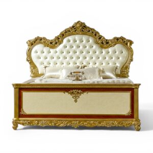 Aurum Majesty Bed with gold carved headboard