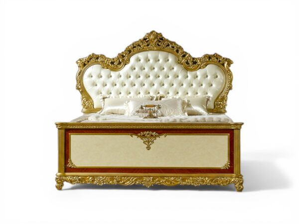 Aurum Majesty Bed with gold carved headboard