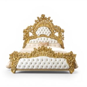 Grand Dominion Throne Bed with gold carving