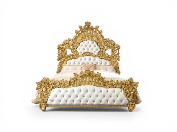 Grand Dominion Throne Bed with gold carving