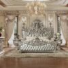 Palace style carved wooden bed for master bedroom