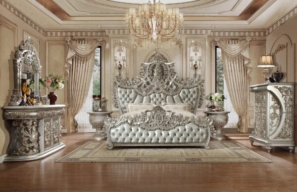 Palace style carved wooden bed for master bedroom