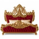 Palace style carved wooden bed for master bedroom