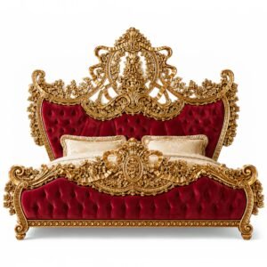 Palace style carved wooden bed for master bedroom