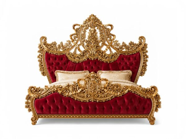 Palace style carved wooden bed for master bedroom
