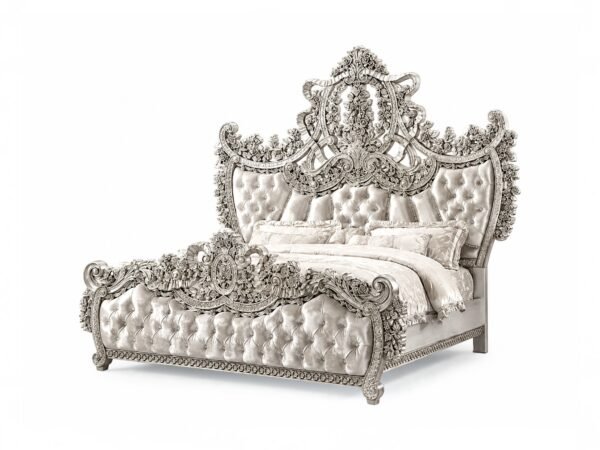Imperial luxury bed with upholstered panels and ornate detailing