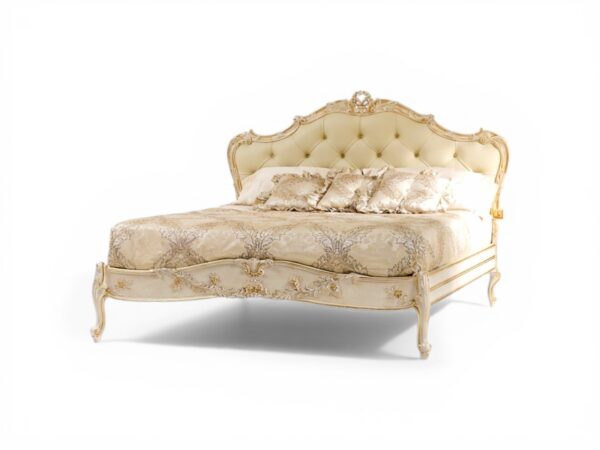 Coastal luxury bed with carved wooden detailing