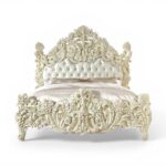 Grand Titan Throne Bed with monumental carved crown headboard