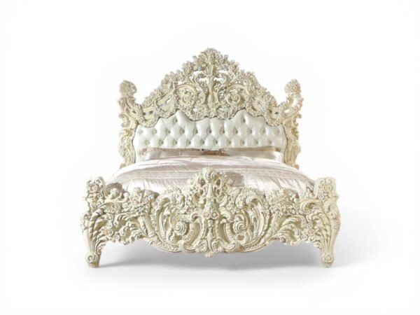 Grand Titan Throne Bed with monumental carved crown headboard