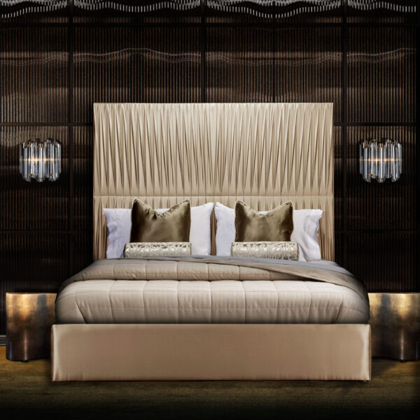 Imperio Skyline Bed with tall vertical headboard