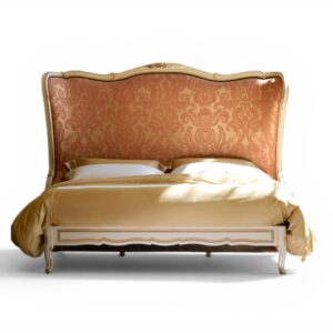 Palace Rouge Bed with tall damask headboard