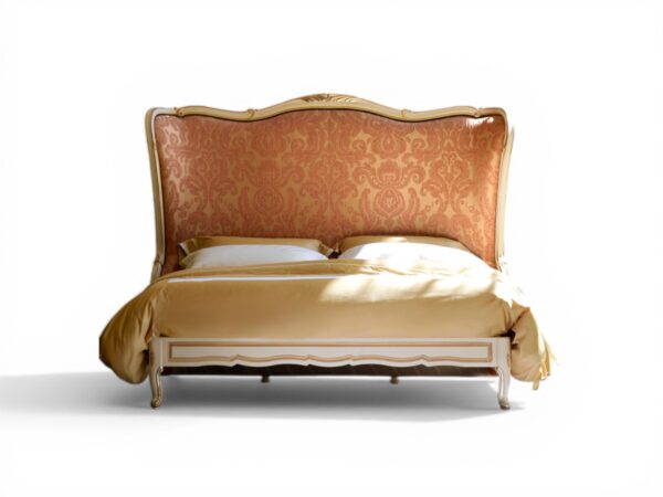 Palace Rouge Bed with tall damask headboard