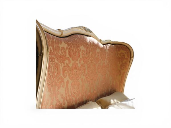 Luxury European upholstered bed in rouge tones
