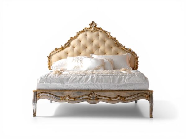 Grand Marquis Bed with tufted gilded headboard