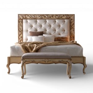 Montfort Carved Panel Bed with tufted upholstery