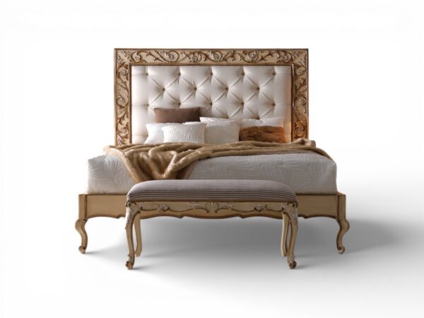 Montfort Carved Panel Bed with tufted upholstery