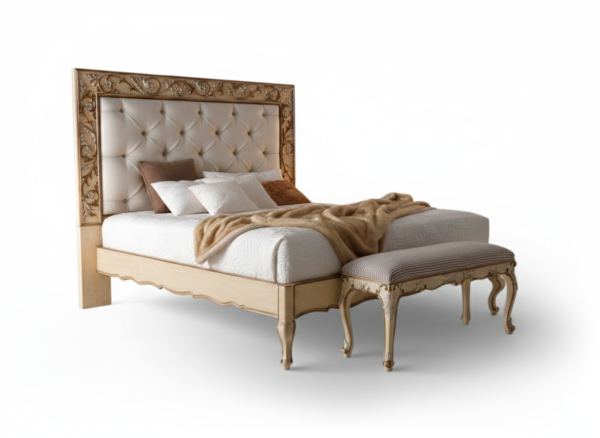 Ornate framed headboard master bedroom bed