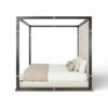 Modern canopy bed with dark wood frame