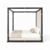 Modern canopy bed with black metal frame