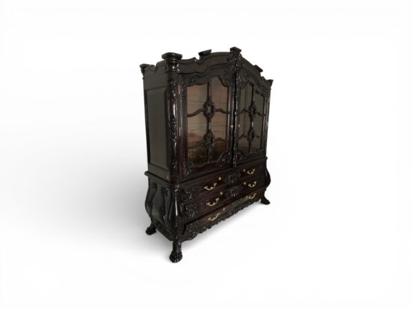 Luxury carved cabinet with glass-panelled doors
