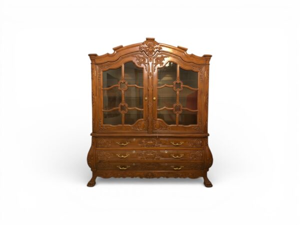 Regal storage cabinet in natural wood polish