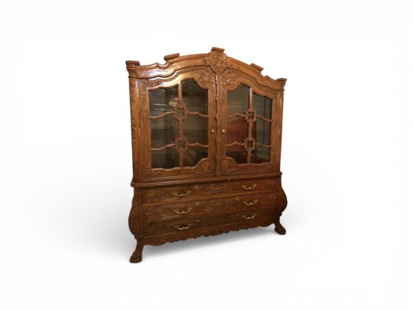 Classic wooden display cabinet with drawers