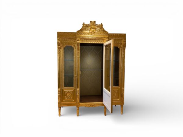 Luxury gilded cabinet with glass display panels