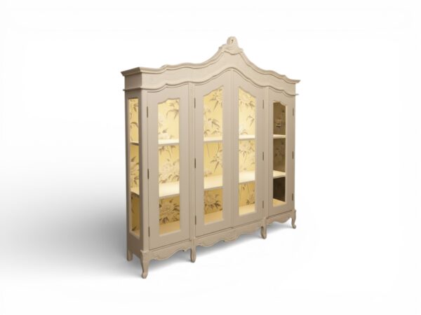 French Rococo armoire in elegant ivory finish