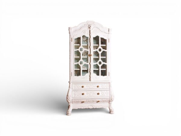 Zelvion Crest cabinet with carved glass doors