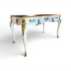 Royal carved white writing desk with gold accents