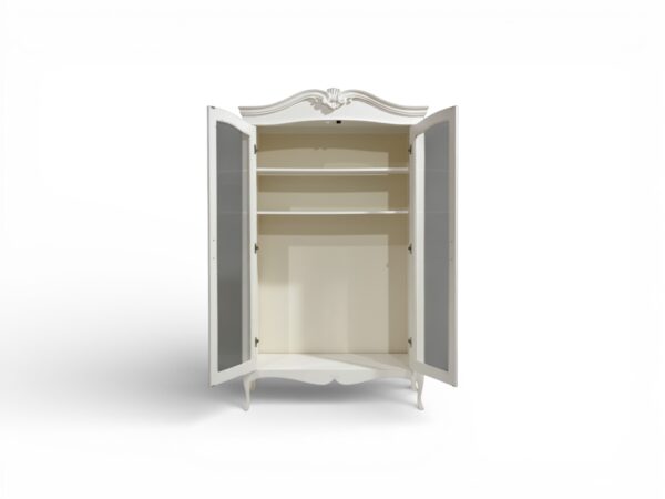 Classic wooden wardrobe with transparent glass doors