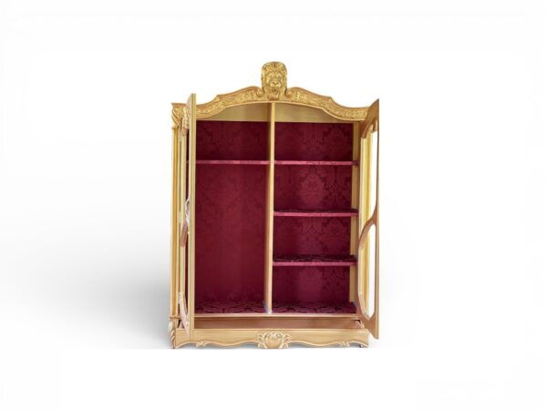 Royal style wardrobe with glass panels and carved crown
