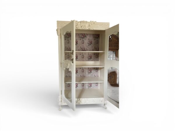 Classic ivory display cabinet with carved detailing
