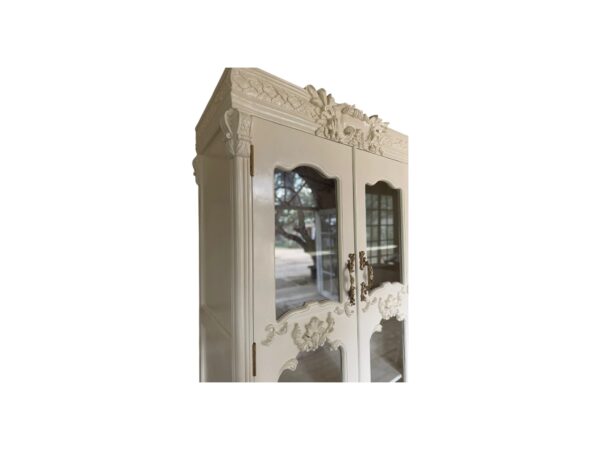 Luxury glass display cabinet with ornate design