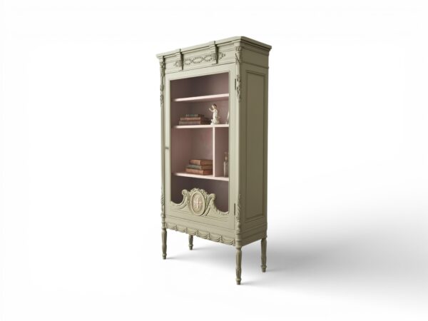 Elegant French vitrine cabinet in solid wood