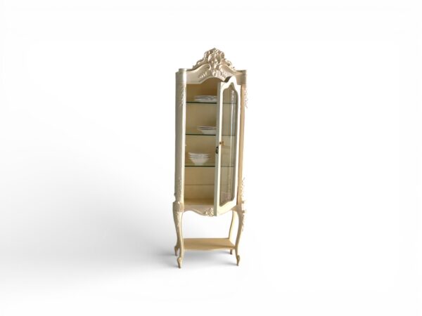 Tall wooden glass showcase cabinet