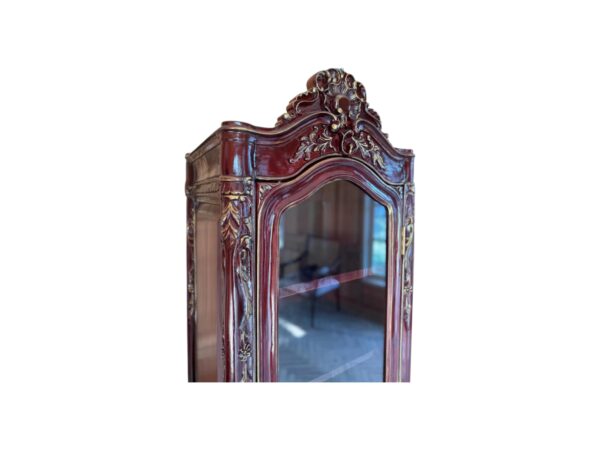 Ornate wooden glass display cabinet