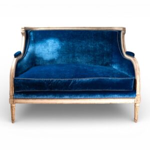 Lapis Gilt Loveseat blue velvet luxury sofa